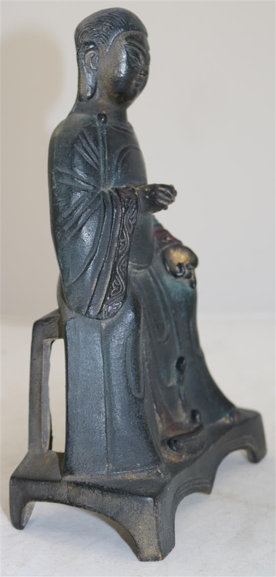 A Chinese bronze figure of Hsuan Tien Shang Ti, Ming dynasty or later, 24.5cm